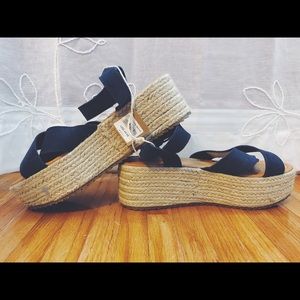 Navy Platform Espadrilles